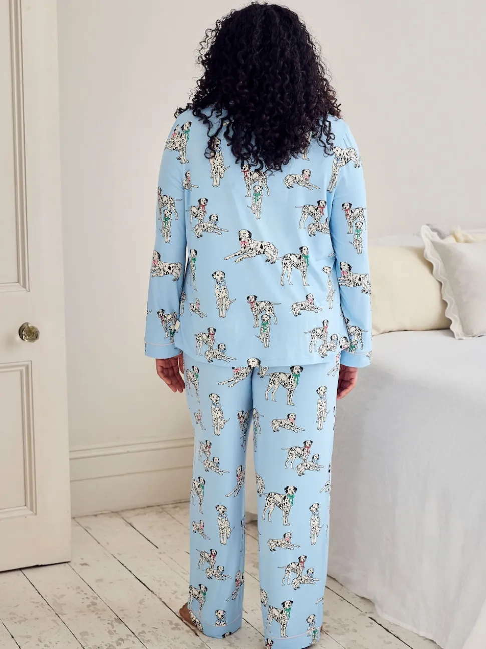 Chelsea Peers Blue Dalmation Dogs Print Long Pyjamas Set