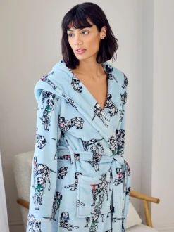 Chelsea Peers Blue Fleece Dalmatian Dogs Print Dressing Gown