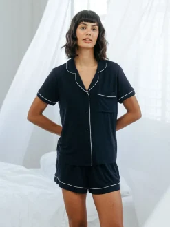 Chelsea Peers Blue TENCEL™ Modal Short Button Up Pyjamas Set