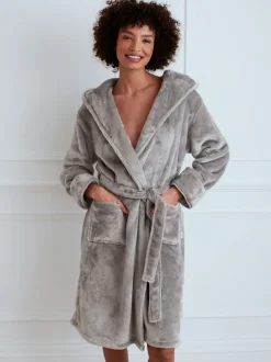 Chelsea Peers Charcoal Grey Fleece Dressing Gown