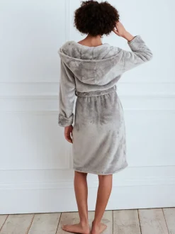 Chelsea Peers Charcoal Grey Fleece Dressing Gown