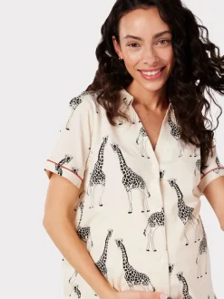 Chelsea Peers Cream GIraffe Print Maternity Short Pyjamas Set
