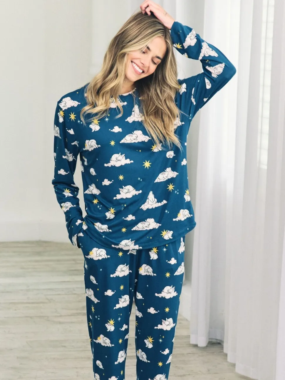 Chelsea Peers Light Green Trouser Pyjamas Maternity Celestial Bunny Print Long Pyjamas Set