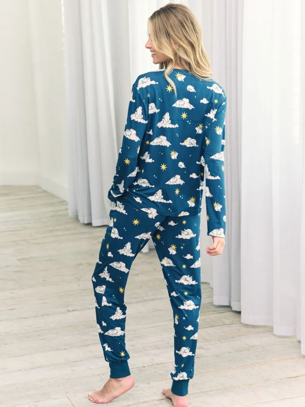 Chelsea Peers Light Green Trouser Pyjamas Maternity Celestial Bunny Print Long Pyjamas Set