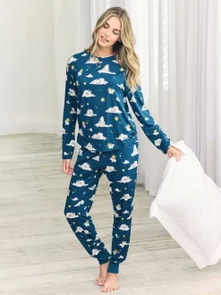 Chelsea Peers Light Green Trouser Pyjamas Maternity Celestial Bunny Print Long Pyjamas Set