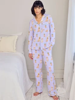 Chelsea Peers Purple Spa Dogs Print Long Pyjamas Set