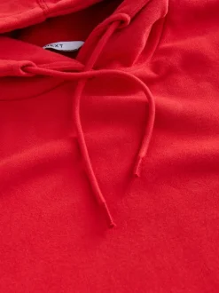 Cherry Red Active Longline Overhead Seam Detail Supersoft Hoodie with Pockets