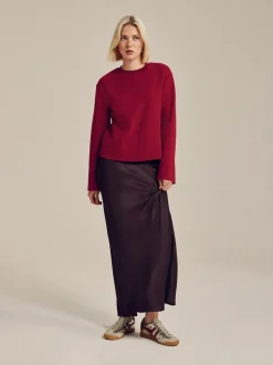Cherry Red Cosy Soft Touch Rib Crew Neck Jumper