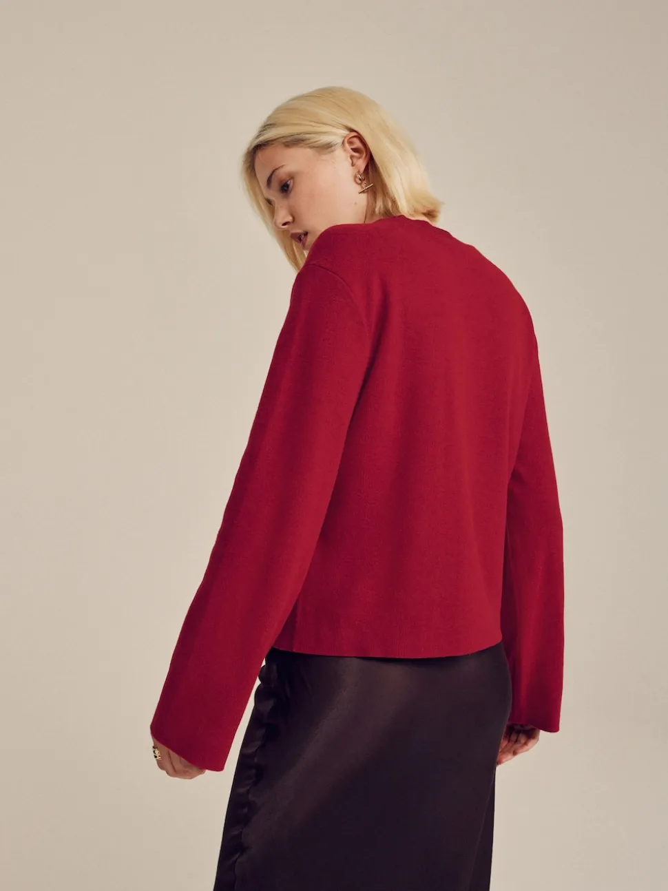 Cherry Red Cosy Soft Touch Rib Crew Neck Jumper