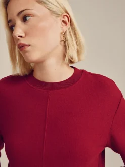 Cherry Red Cosy Soft Touch Rib Crew Neck Jumper