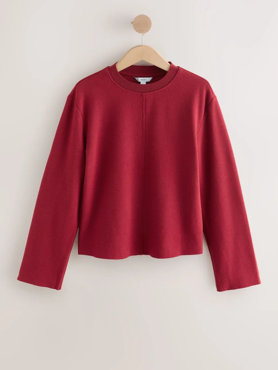 Cherry Red Cosy Soft Touch Rib Crew Neck Jumper