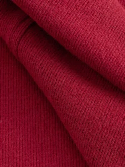 Cherry Red Cosy Soft Touch Rib Crew Neck Jumper