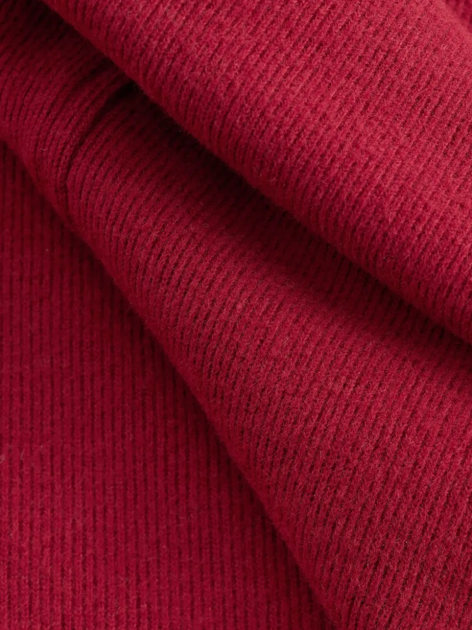 Cherry Red Cosy Soft Touch Rib Crew Neck Jumper