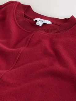 Cherry Red Cosy Soft Touch Rib Crew Neck Jumper