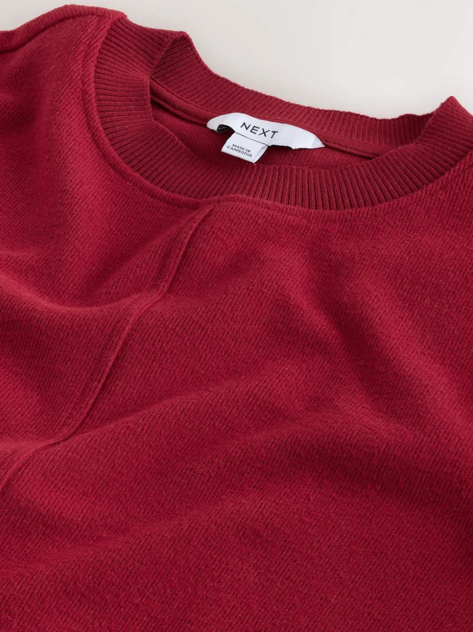 Cherry Red Cosy Soft Touch Rib Crew Neck Jumper