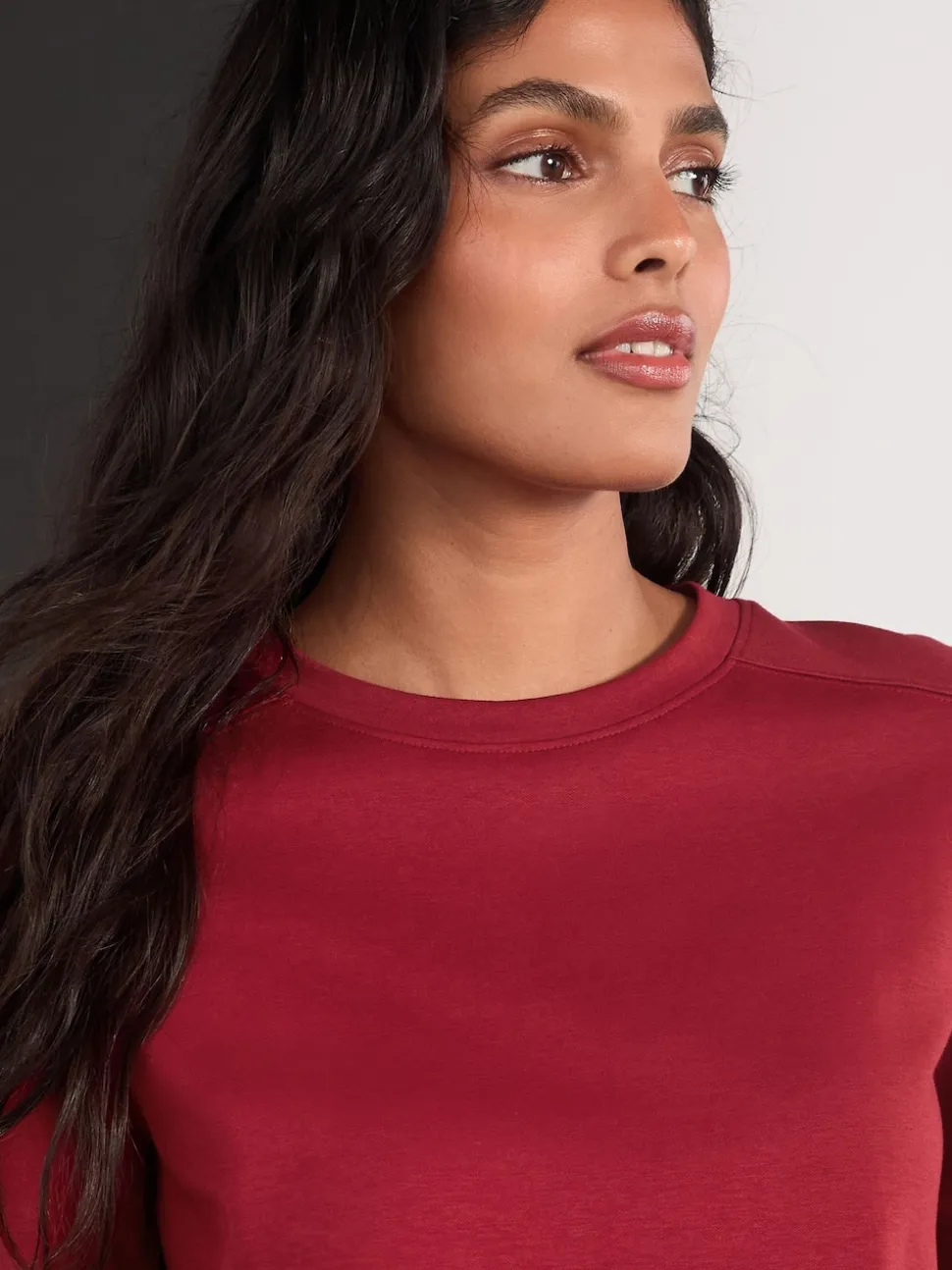 Cherry Red Long Sleeve Heavyweight Crew Neck T-Shirt