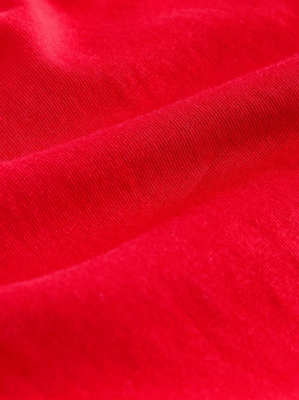 Cherry Red Relaxed Boxy Elbow Length Crew Neck T-Shirt