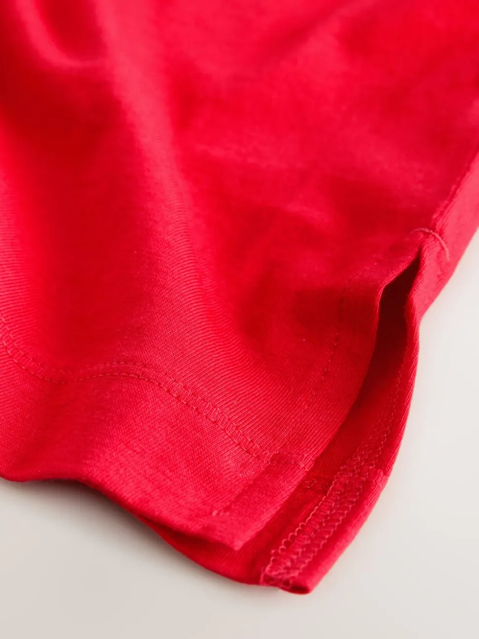Cherry Red Relaxed Boxy Elbow Length Crew Neck T-Shirt