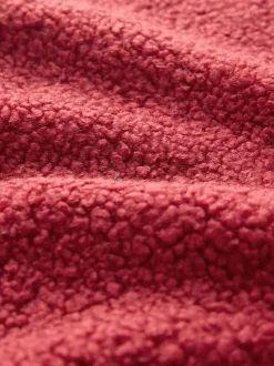 Cherry Red Soft Touch Cosy Teddy Borg Quarter Zip Fleece