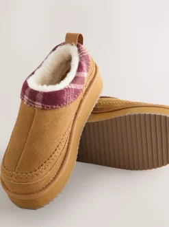 Chestnut Brown Forever Comfort® Leather Fur Lined Cosy Platform Shoes