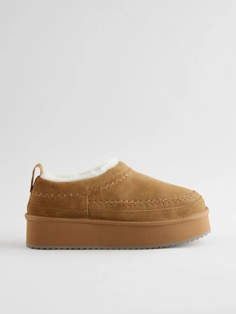 Chestnut Brown Leather Cosy Borg Lined Slip-On Shoes
