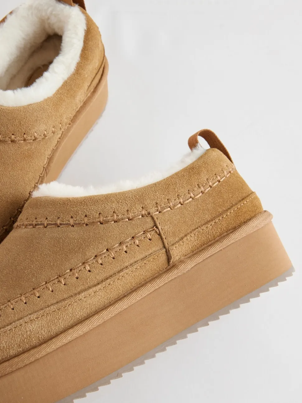 Chestnut Brown Leather Cosy Borg Lined Slip-On Shoes