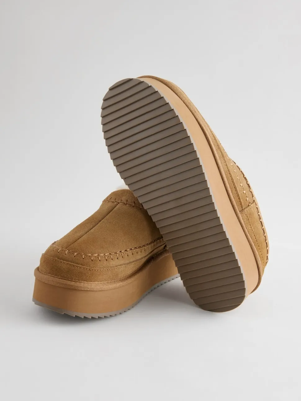Chestnut Brown Leather Cosy Borg Lined Slip-On Shoes