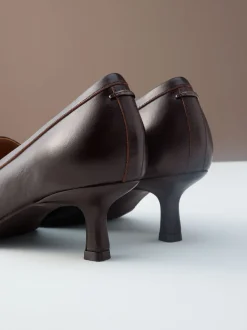 Choc Brown Premium Leather With Motionflex Point Toe Tassel Heels Loafers