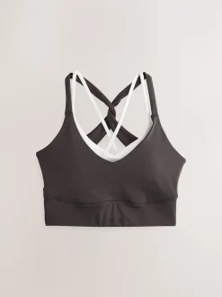 Chocolate Brown Active Power Double Layer Cross Back Sports Bra