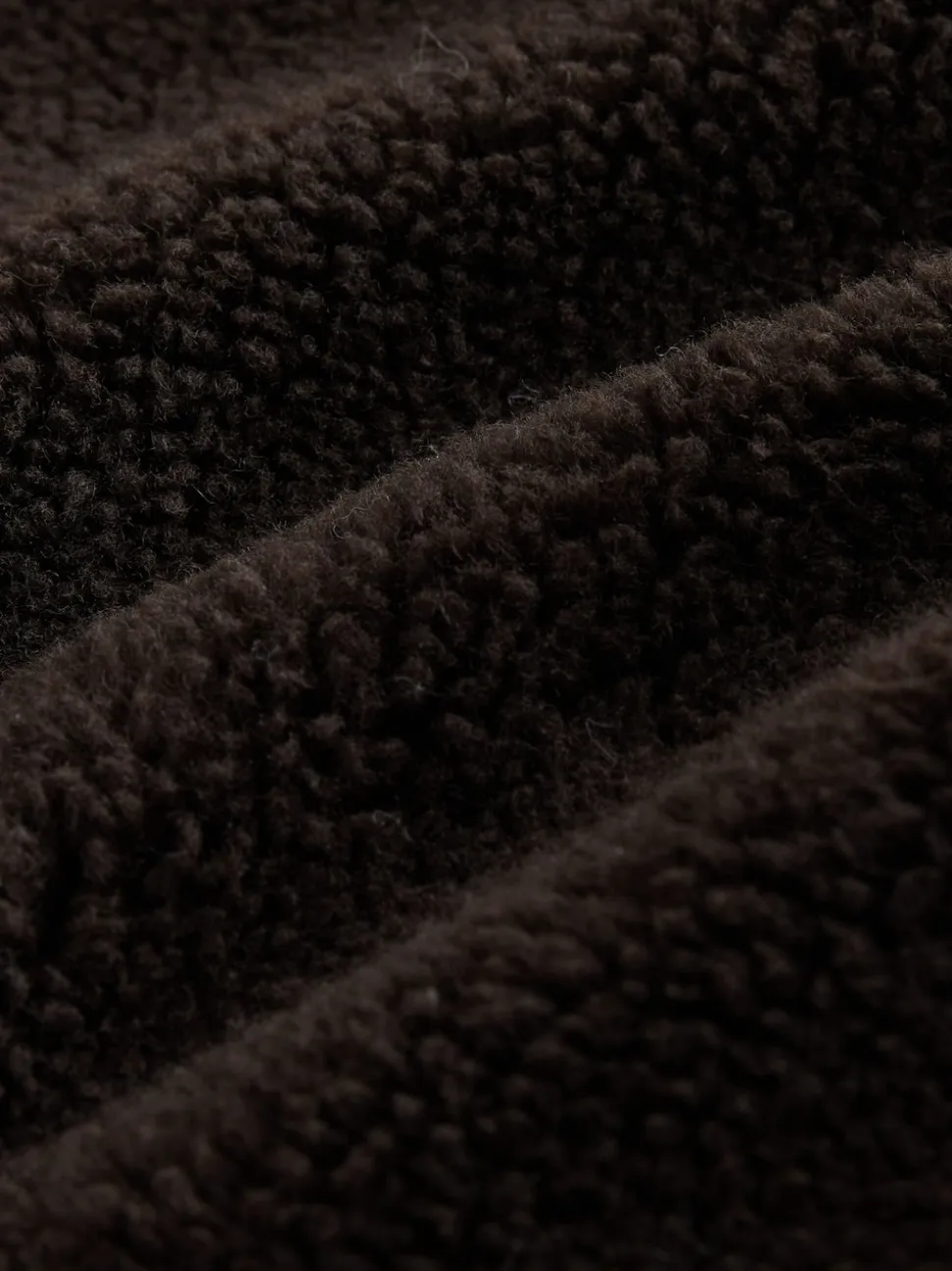Chocolate Brown Borg Zip Through Fleece With Rib Collar