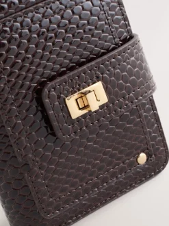 Chocolate Brown Buckle Midi Purse