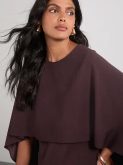 Chocolate Brown Cape Maxi Dress