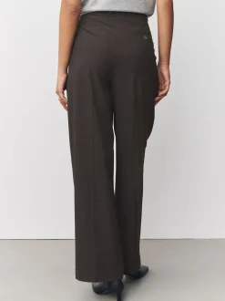 Chocolate Brown Check Double Pleat Straight Leg Trousers