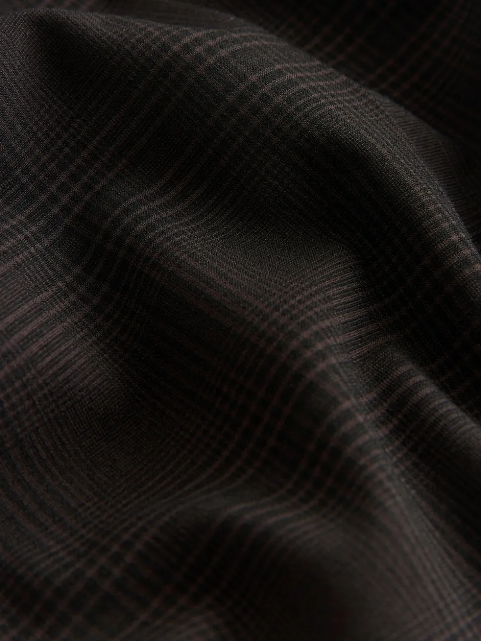 Chocolate Brown Check Double Pleat Straight Leg Trousers