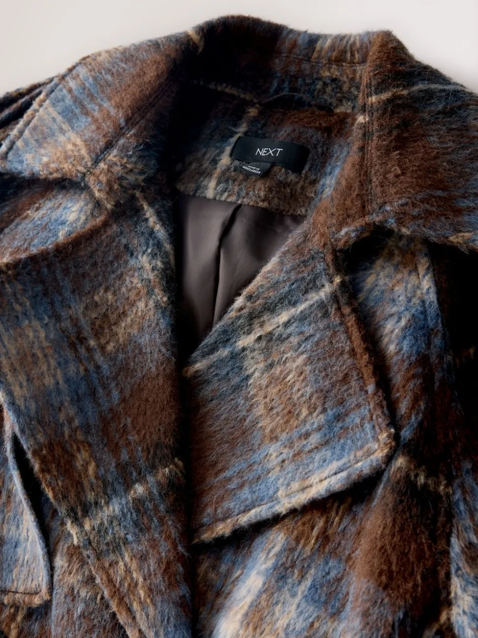 Chocolate Brown Check Trench Coat