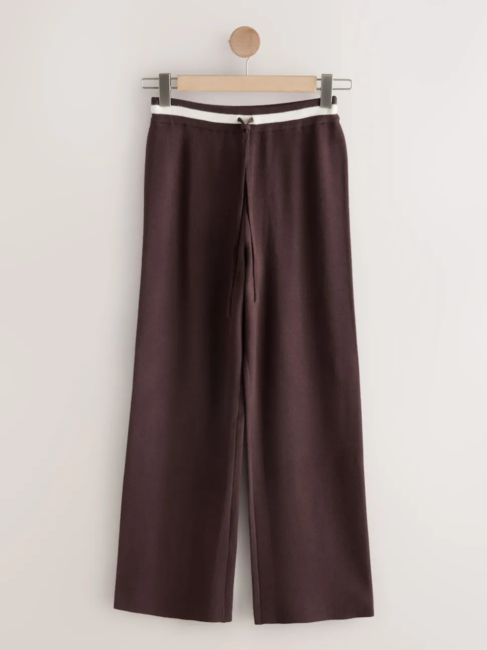 Chocolate Brown Compact Cosy Wide Leg Tipped Joggers