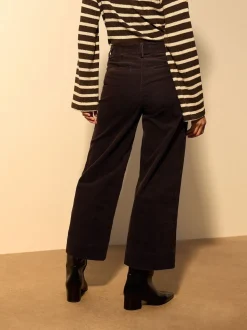 Chocolate Brown Cord Wide Leg Cropped Trousers