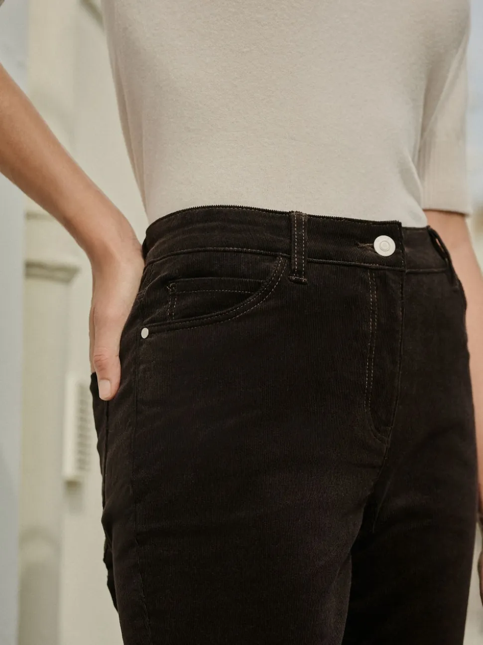 Chocolate Brown Corduroy Skinny Trousers