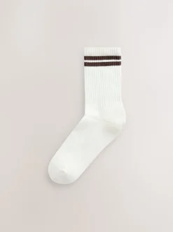 Chocolate Brown Cushion Sole Ribbed Sport Ankle Socks With Arch Support 3 Pack