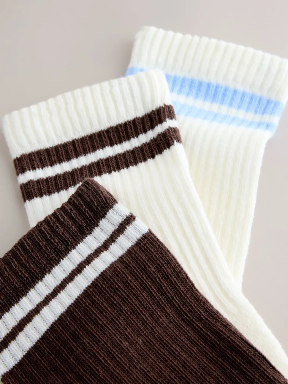 Chocolate Brown Cushion Sole Ribbed Sport Ankle Socks With Arch Support 3 Pack