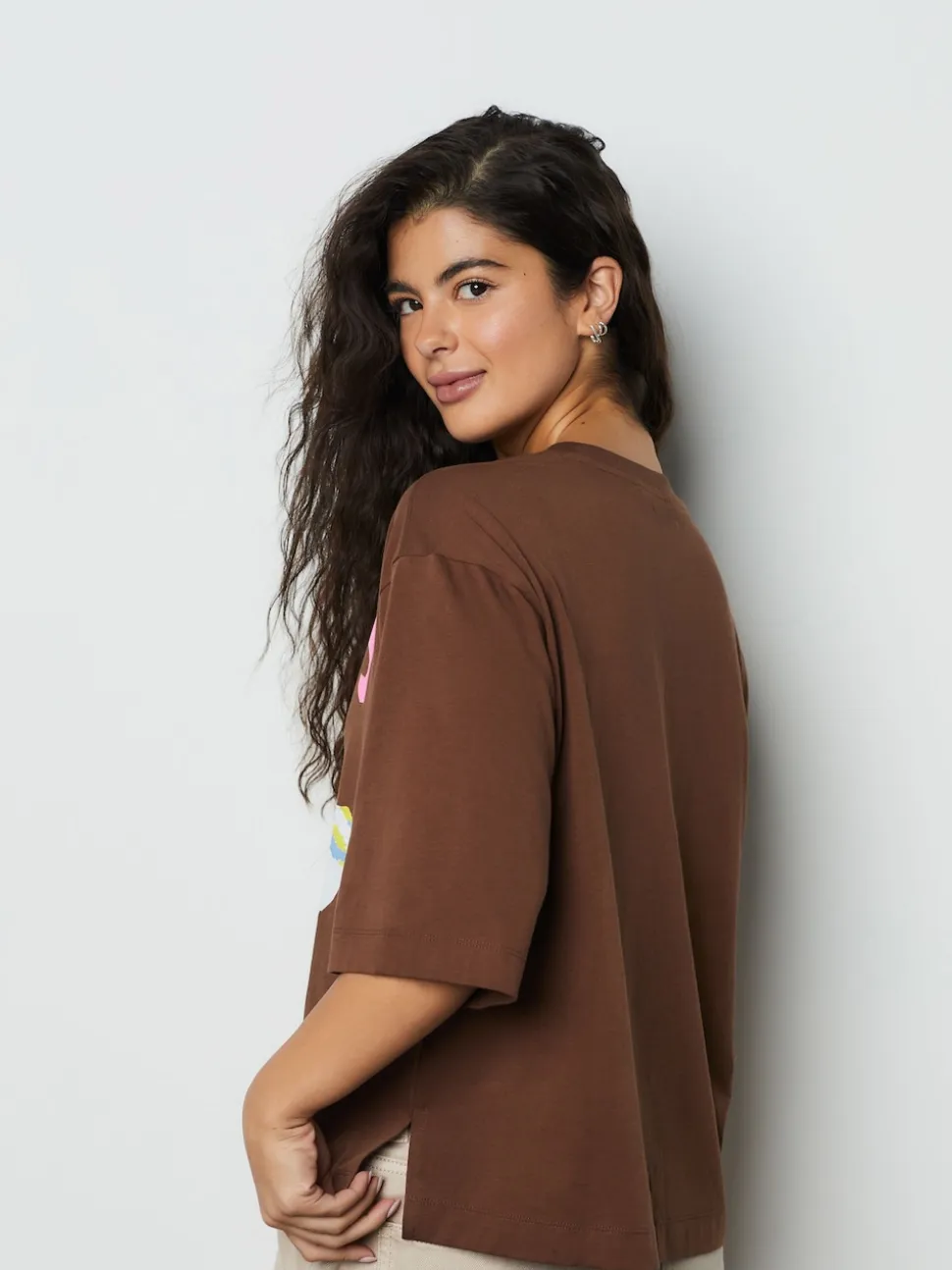 Chocolate Brown Duck Graphic Short Sleeve Crew Neck T-Shirt