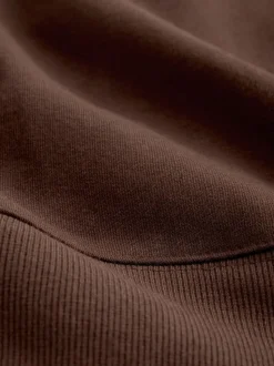 Chocolate Brown Embroidery 2-In-1 Sweatshirt With Satin Midi Skirt