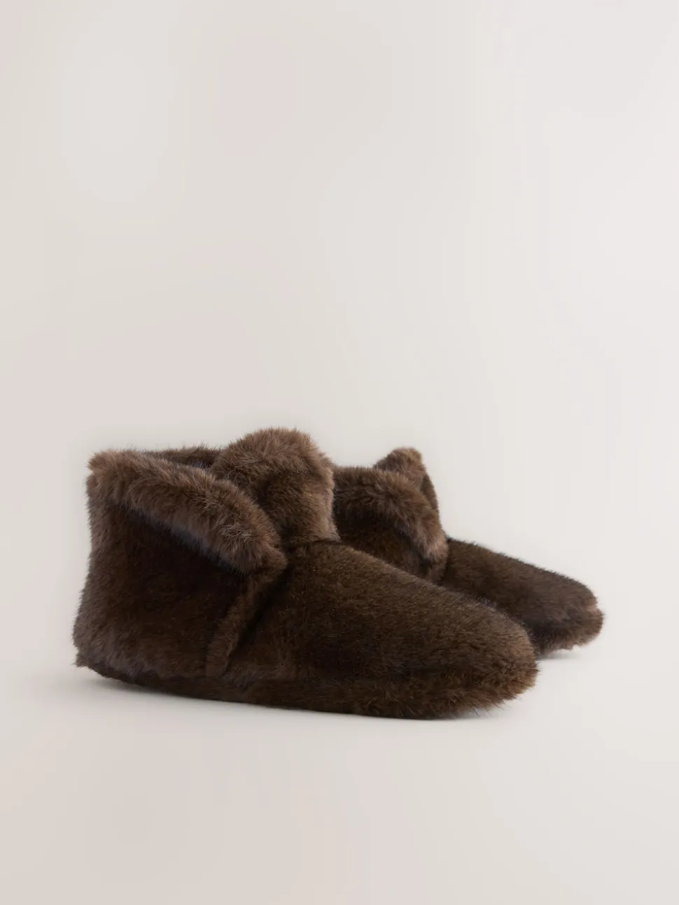 Chocolate Brown Faux Fur Boot Slippers