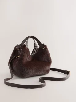 Chocolate Brown Faux Fur Cross-Body Bag