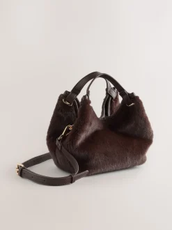Chocolate Brown Faux Fur Cross-Body Bag