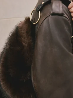 Chocolate Brown Faux Fur Shoulder Bag