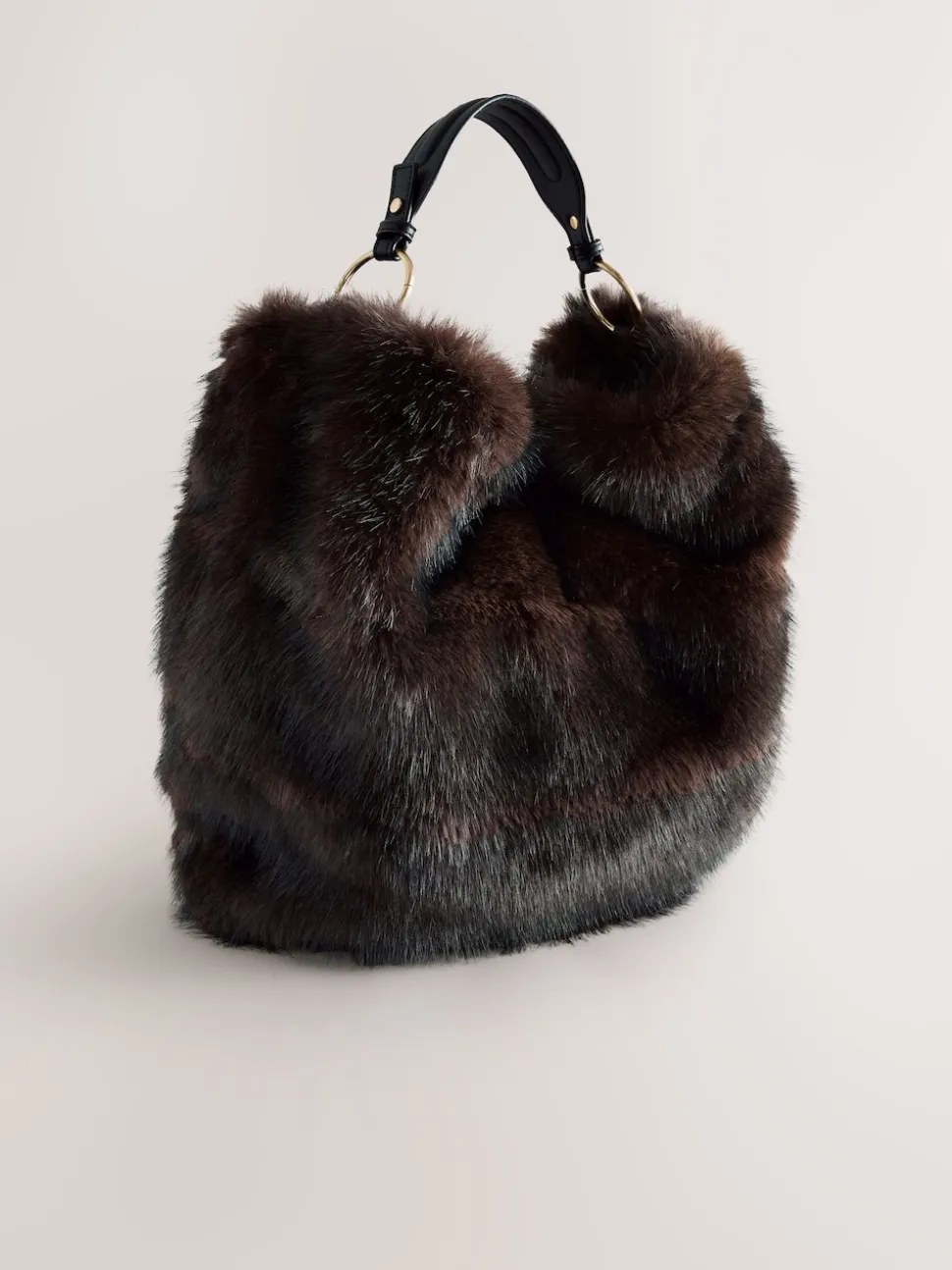 Chocolate Brown Faux Fur Shoulder Bag
