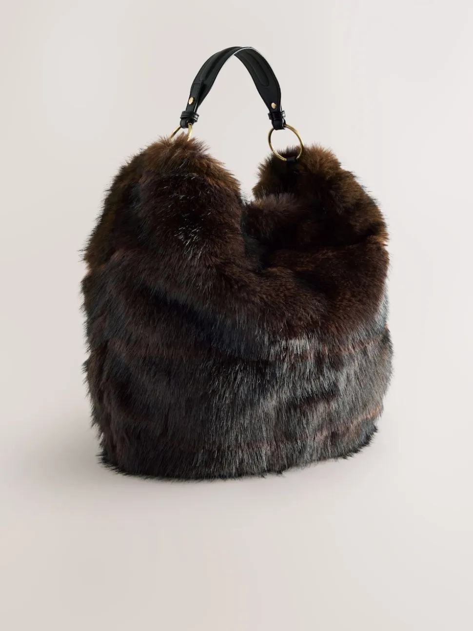 Chocolate Brown Faux Fur Shoulder Bag