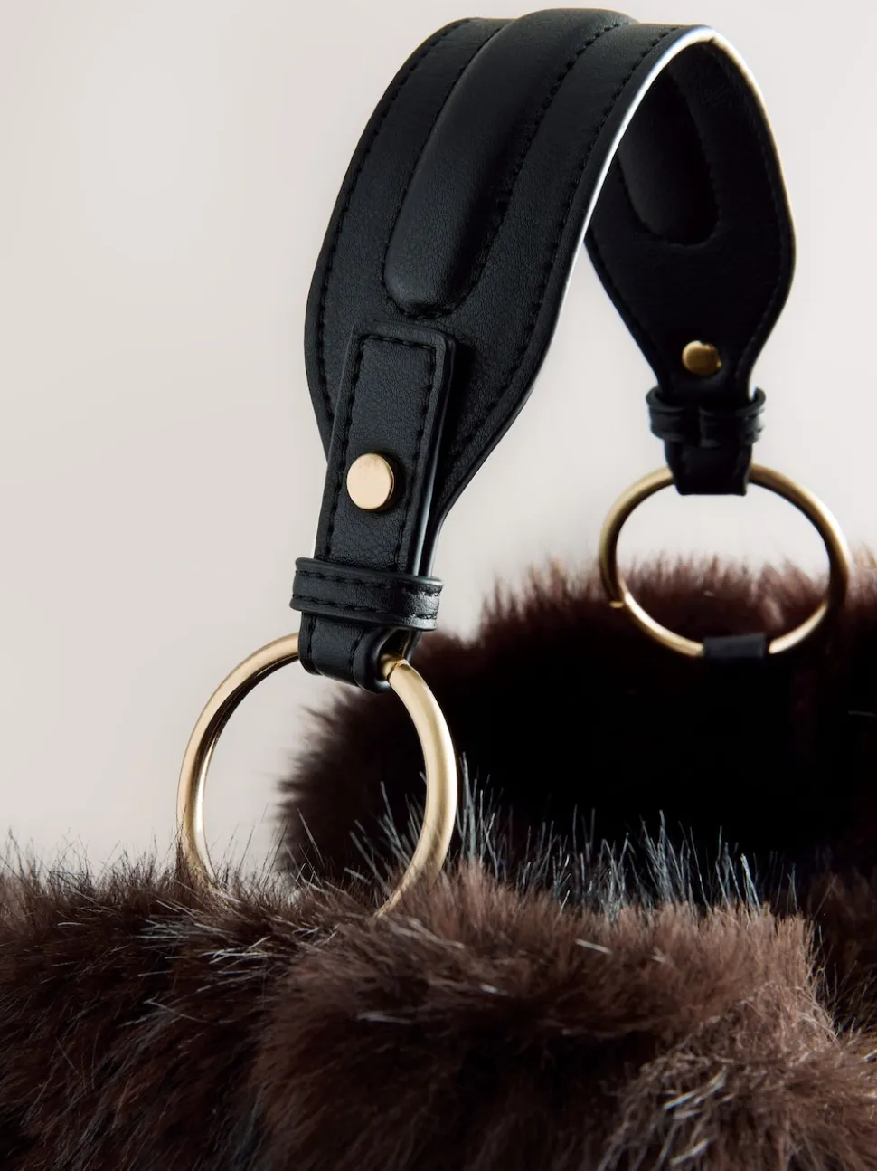 Chocolate Brown Faux Fur Shoulder Bag