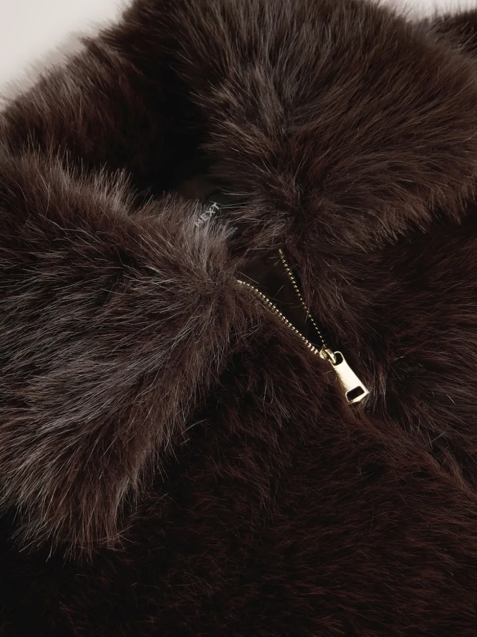 Chocolate Brown Faux Fur Zip Through Jacket